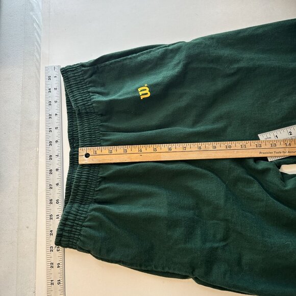 Vtg Mens Green Sweatpants Medium Cotton Wilson Joggers Drawstring Emblem Pockets - Picture 5 of 10